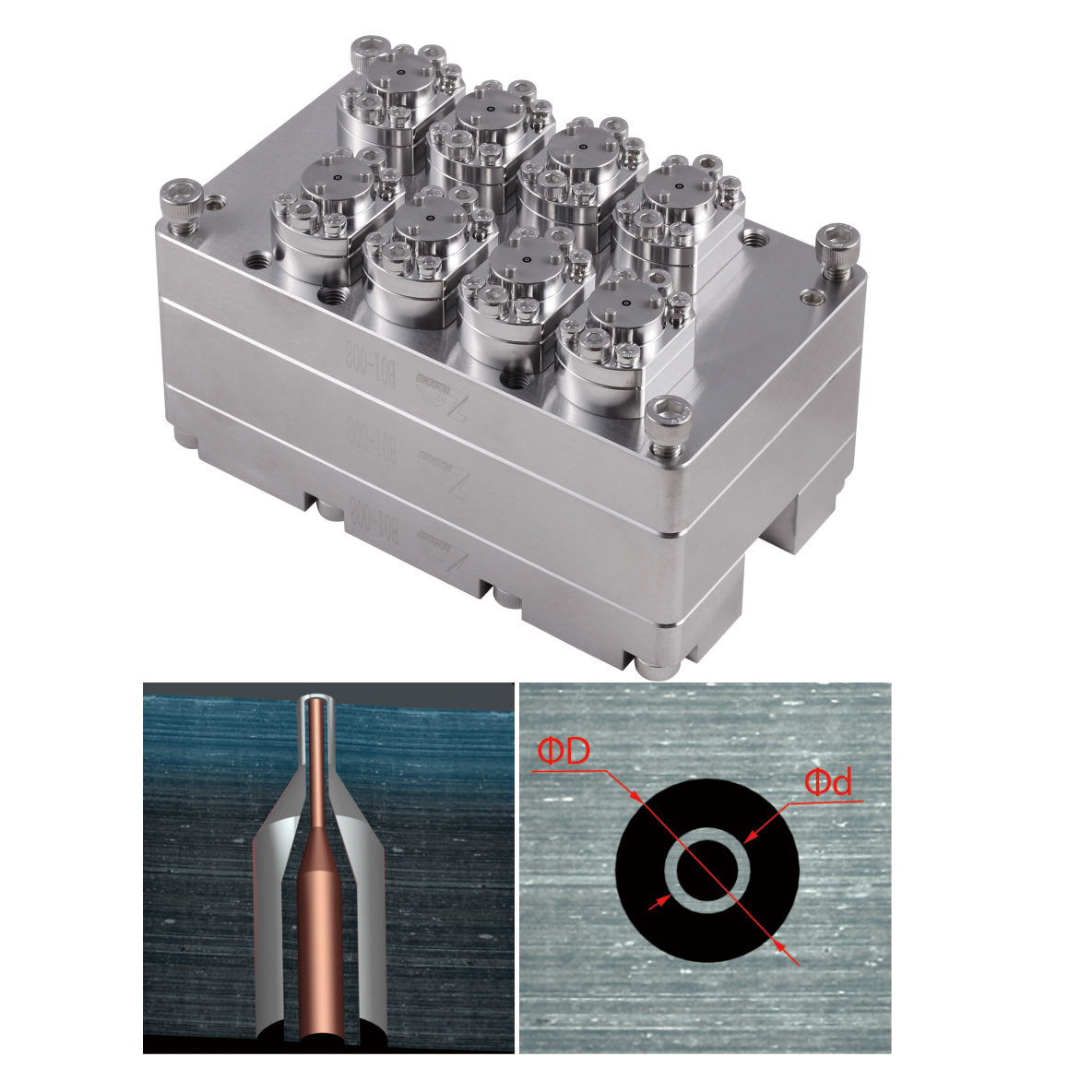 High-precision customized stainless steel CNC mechanical parts/straight-line square combined hollow homogeneous membrane spinneret